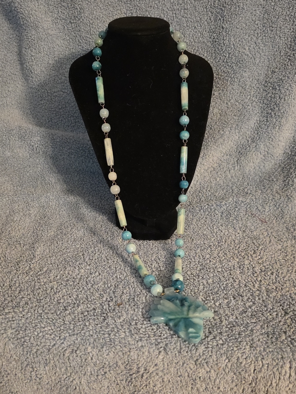 Handcrafted Aqua Blue Bead Statement Necklace - Women Jewelry